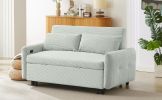 57.48" Pull-out Sofa Bed Convertible Couch 2 Seat Loveseat Sofa Modern Sleeper Sofa with Two Throw Pillows and USB Ports for Living Room