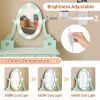 Kids Vanity Set with Mirror and Lights and Stool, 5 Storage Drawers