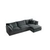 Free Combination Comfy Upholstery Modular Oversized L Shaped Sectional Sofa With Reversible Ottoman, Gray Chenille