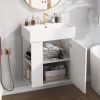 21.6 inch Modern Floating Bathroom Vanity with Ceramic Basin - Perfect for Small Bathrooms, Left side storage