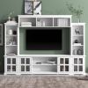 [VIDEO provided] ON-TREND Minimalism Entertainment Wall Unit with Bridge, Modern TV Console Table for TVs Up to 70"