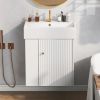21.6 inch Modern Floating Bathroom Vanity with Ceramic Basin - Perfect for Small Bathrooms, Left side storage