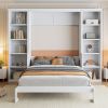 Full Size Murphy Bed with Desk and Bookshelf, White(ETA:12.7)