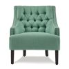 Modern Traditional Accent Chair Button Tufted Teal Textured Fabric Upholstery Solid Wood 1pc Living Room Furniture