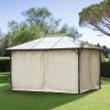 9.84' x 11.8' Universal Gazebo Sidewall Set with 4 Panels, Hooks/C-Rings Included for Pergolas & Cabanas, Beige