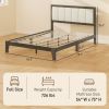 HOMCOM Full Bed Frame with Headboard Full Size Platform Bed Frame with Wooden Slats No Box Spring Needed Easy Assembly Walnut