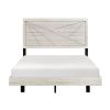 Contemporary Gray Oak Finish Queen Bed Durable Wooden Bedroom Furniture 1pc Line Pattern Headboard