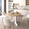 Dining Table for Farmhouse Kitchen 59x43 Inch Expandable Oval Table Top with Removable Leaf Trestle X Shaped Base White
