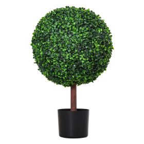 23.5" Artificial Boxwood Topiary Ball Tree, Artificial Decorative Plant, Nursery Pot Included for Home, Balcony, Backyard and Garden
