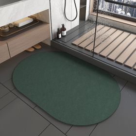 Diatomite Bathroom Super Absorbent Mat Non-slip Home Kitchen Toilet Quick Drying Floor Mats Room Doormat Oil Proof Floor Mats (Specification: 600MMx900MM, Color: Oval Dark Green)