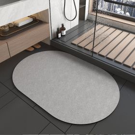 Diatomite Bathroom Super Absorbent Mat Non-slip Home Kitchen Toilet Quick Drying Floor Mats Room Doormat Oil Proof Floor Mats (Specification: 400MMx600MM, Color: Oval Gray)