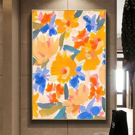 Handmade Oil Painting Canvas Wall Art Decor Original Orange Flower Painting Abstract Floral Painting Living Room Hallway Bedroom Luxurious Decorative (Style: 01, size: 100X150cm)