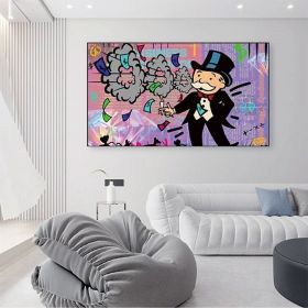Hand Painted Oil Painting Street Art Abstract Alec Monopoly Painting Modern Living Room Hallway Bedroom Luxurious Decorative Painting (Style: 01, size: 100X150cm)