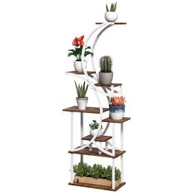 Plant Stand Indoor, 8 Tier 62" S-Shaped Plant Shelf, Corner Plant Rack for Multiple Plants, Carbonized Finish (Color: default)