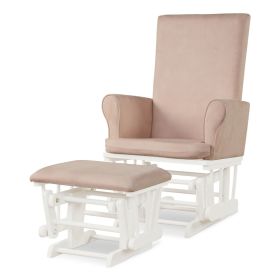 Baby Nursery Relax Rocker Rocking Chair Glider and Ottoman Cushion Set (Color: Pink)