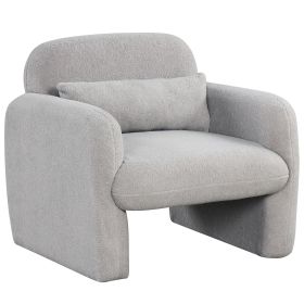 Modern Accent Chair with Waist Pillow and Armrests for Living Room Bedroom (Color: Gray)