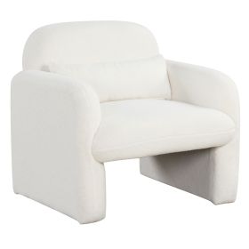 Modern Accent Chair with Waist Pillow and Armrests for Living Room Bedroom (Color: Beige)