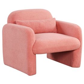 Modern Accent Chair with Waist Pillow and Armrests for Living Room Bedroom (Color: Pink)