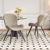Tech-Fabric Dining Chairs 2-Pc Set - Light Beige Ribbed