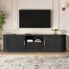 Vintage Rustic TV Stand with Sliding Wood Slatted Doors for TVs up to 75", Farmhouse Fluted TV Cabinet with Drawer