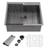 Kitchen Sink Drop-in Top Mount Single Bowl Gunmetal Black Stainless Steel Sink