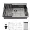 Kitchen Sink Drop-in Top Mount Single Bowl Gunmetal Black Stainless Steel Sink