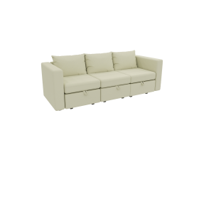 Lively lodge Modular 3-Seat Sofa with Wooden Frame and Pull-Out Bed,  Convertible Sectional Sofa for Living Room, Available in Black, White (Color: White)