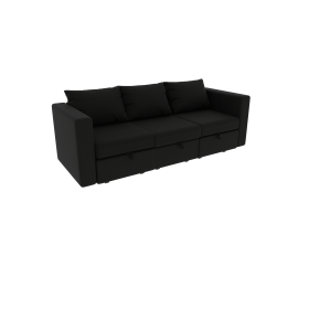 Lively lodge Modular 3-Seat Sofa with Wooden Frame and Pull-Out Bed,  Convertible Sectional Sofa for Living Room, Available in Black, White (Color: Black)