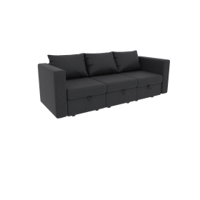 Lively lodge Modular 3-Seat Sofa with Wooden Frame and Pull-Out Bed,  Convertible Sectional Sofa for Living Room, Available in Black, White (Color: Gray)