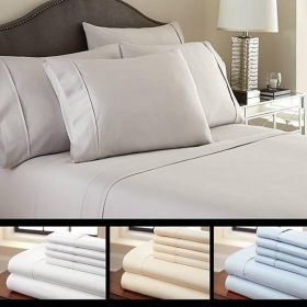 6-Piece Luxury Soft Bamboo Bed Sheet Set in 12 Colors (Color: Burgandy, size: queen)