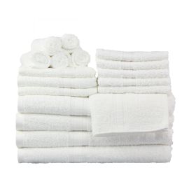 Basic Solid 18-Piece Bath Towel Set Collection (Color: White)