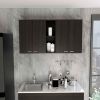 Winslow 150" Wall Cabinet, Four Doors, Two Divisions, Two Shelves, Black