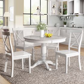 5 Pieces Dining Table and Chairs Set for 4 Persons, Kitchen or Dining Room Solid Wood Table with 4 Chairs (Color: pic)