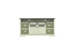 Farmhouse TV Stand with Sliding Barn Door & Drawer, 75" Rustic Entertainment Center for TVs up to 75", Buffet Storage Cabinet for Living Room