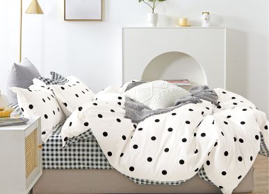 Clark Polka Dot Black and White Reversible Comforter Set (size: TWIN)