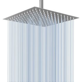 Aquacubic US Warehouse Stock 12 inch Square Water Saving Bathroom Top Rain Shower Head (Color: Brushed Nickel)
