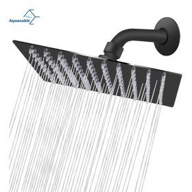 Aquacubic US Warehouse Stock 12 inch Square Water Saving Bathroom Top Rain Shower Head (Color: Matte Black)