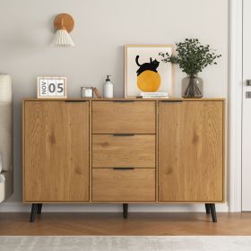 Sideboard Buffet Cabinet with Storage, Wood Coffee Bar Cabinet, Kitchen Buffet Cabinet Cupboard (Cabinets: 2, Color: Natural)