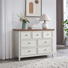 Modern 6 Drawers Dresser 6 Drawers Cabinet,Chest of Drawers Closet Organizers and Storage Clothes Storage Drawers Cabinet for Living Room (Drawer: 7, Color: Beige)