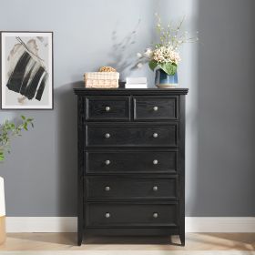 Modern 6 Drawers Dresser 6 Drawers Cabinet, Chest of Drawers Closet Organizers and Storage Clothes Storage Drawers Cabinet for Living Room (Material: MDF, Color: Black)