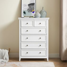 Modern 6 Drawers Dresser 6 Drawers Cabinet, Chest of Drawers Closet Organizers and Storage Clothes Storage Drawers Cabinet for Living Room (Material: MDF, Color: White)
