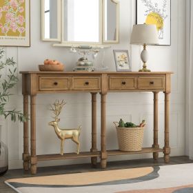 Console Table Sofa Table Easy Assembly with Two Storage Drawers and Bottom Shelf for Living Room,Entryway (Material: Solid Wood, Color: Old Pine)
