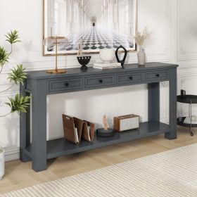 Console Table/Sofa Table with Storage Drawers and Bottom Shelf for Entryway Hallway (Material: Solid Wood, Color: Tan)
