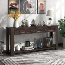 Console Table/Sofa Table with Storage Drawers and Bottom Shelf for Entryway Hallway (Material: Solid Wood, Color: Espresso)