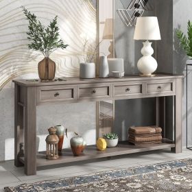 Console Table/Sofa Table with Storage Drawers and Bottom Shelf for Entryway Hallway (Material: Solid Wood, Color: Gray Wash)