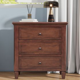 3-Drawer Nightstand Storage Wood Cabinet (Material: MDF, Color: Brown)