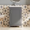 20 Inch Modern Small Bathroom Vanity Cabinet With Ceramic Basin- 20*15.5*33.3 Inches,Ample Storage,1 Soft-Close Door