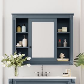 35'' x 28'' Wall Mounted Bathroom Storage Cabinet, Medicine Cabinet, Modern Bathroom Wall Cabinet with Mirror (Material: MDF, Color: Blue)