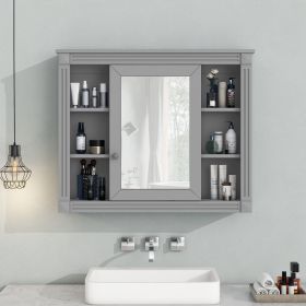 35'' x 28'' Wall Mounted Bathroom Storage Cabinet, Medicine Cabinet, Modern Bathroom Wall Cabinet with Mirror (Material: MDF, Color: Grey)