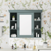 35'' x 28'' Wall Mounted Bathroom Storage Cabinet with Mirror Door, Modern Bathroom Wall Cabinet with Mirror, Medicine Cabinet with 6 Open Shelves